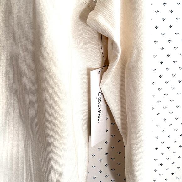 Calvin Klein Asymmetric Sequin Sweater L White NWT Academia Minimalist Capsule - Picture 6 of 7